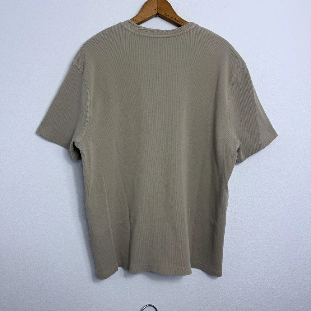Banana Republic Mens XL Khaki Tan Ribbed Short Sleeve Henley Shirt Cotton Blend